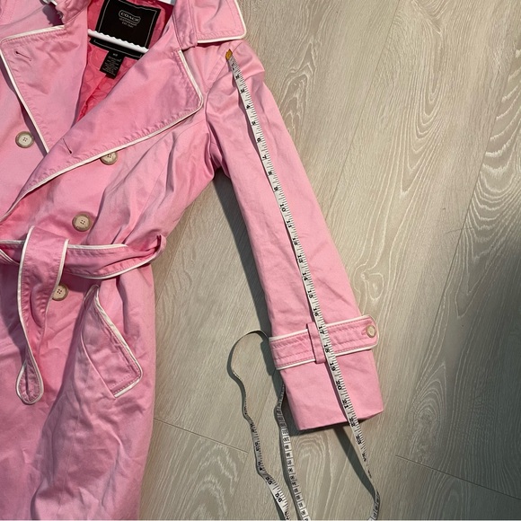 RARE Designer Vintage Coach Ladies Light Blush Pink Trench Coat size XS 4/6 fit - Picture 7 of 16